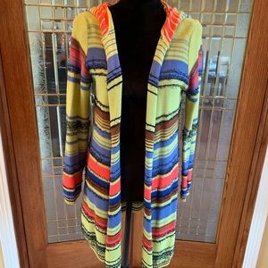 Multi stripe hoodie cardigan